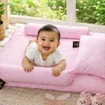 Blossom Pink Duck Down Baby Bed Set with Pure Cotton Cover 02