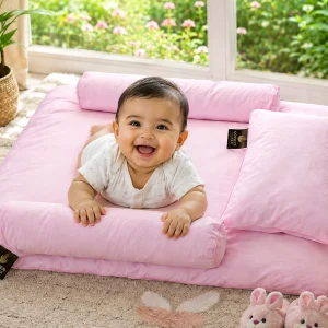 Blossom Pink Duck Down Baby Bed Set with Pure Cotton Cover 02