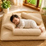 Golden Sand Duck Down Baby Bed Set with Pure Cotton Cover