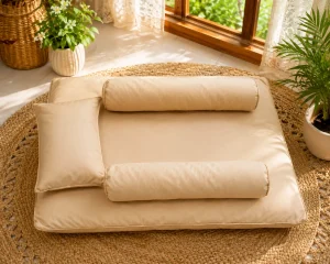 Golden Sand Duck Down Baby Bed Set with Pure Cotton Cover