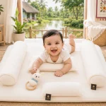 Ivory Cream Duck Down Baby Bed Set with Pure Cotton Cover