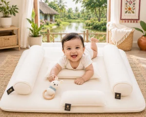 Ivory Cream Duck Down Baby Bed Set with Pure Cotton Cover