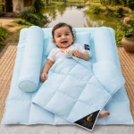 Baby Duck Down Comforter Arctic Mint 5-Piece Baby Bedding Set with Quilt Mattress Bolsters and Pillow by Golden Feather