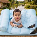 Baby Duck Down Comforter Celestial Blue 5-Piece Baby Bedding Set with Quilt Mattress Bolsters and Pillow by Golden Feather