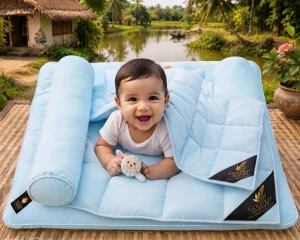Baby Duck Down ComforterCelestial Blue 5-Piece Baby Bedding Set with Quilt Mattress Bolsters and Pillow by Golden Feather