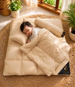 Baby Duck Down Comforter
Golden Sand 5-Piece Baby Bedding Set with Quilt Mattress Bolsters and Pillow by Golden Feather